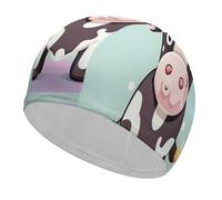 Cute Black Cow Bathing Cap High Elasticity Swimming Caps Fit Both Long Hair Short Hair Comfortable Large Shower Cap for Drag Reduction and Hair Protection