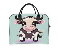 Cute Black Cow Laptop Tote Bag Casual Travel Handbag Multi Pocket Shoulder Bags for Work Travel