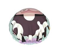 Cute Black Cow Print Shower Cap, Shower Cap for Women Reusable, Waterproof Bath Cap,Quick Drying Bath Hair Cap