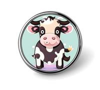 Cute Black Cow Round Badge Personalized Metal Lapel Pin Badges Fit Clothing Bags Hat Humorous Printed Brooch Badge Party Decorations Accessories for Men Women