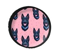 Cute Black German Shepherd Dog Printed Leather Spare Tire Covers Sun Rain Universal Vehicle Tire Protector