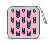 Cute Black German Shepherd Dog Trendy CD Case Hard Plastic Portable DVD Storage Binder Wallet for Car Home Office