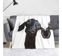 Cute Black Goat Animal 60"X50"Soft Flannel Fleece Blanket-Lightweight Warm Single-Sided Printed Throw Blanket For Sofa,Camping,Travel-Anti-Pilling,Machine Washable