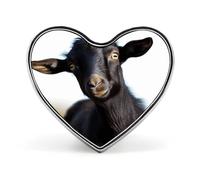 Cute Black Goat Animal Brooch Elegant And Graceful Heart Lapel Pin Heart Shape Pinback Button Badge Love Printed Cute Badge Button Pin Fashion Broochs for Backpack Jacket Clothes