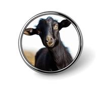 Cute Black Goat Animal Brooch,Fashion Creative Funny Light Luxury Badge, High-end Chic Personalized Round Emblem for Clothing Suit Scarves & Gift