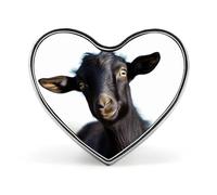 Cute Black Goat Animal Heart Shape Lapel Pin Personalized Pinback Button Badges Retro Punk Button Pin Kawaii Heart Badges for Men Women Clothes Bags Hats & Gift