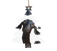 Cute Black Goat Animal Patterned wooden ornaments, a set of 6 decorations, suitable for hanging on Christmas trees and fireplaces.