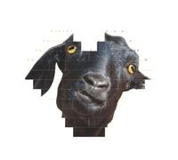 Cute Black Goat Animal Printed Jigsaw Puzzle 10.8x12.8 CM, Heart-Shaped Puzzle Challenging Game for Adults, Fun Decorative Wall Decor