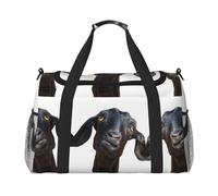 Cute Black Goat Animal Travel Duffel Bag for Women Men,Print Polyester Tote Hand Luggage Bag with Shoulder Strap