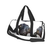 Cute Black Goat Animal Travel Duffel Bag for Women Men,Print Polyester Tote Round Luggage Bag with Shoulder Strap
