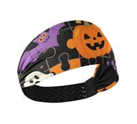 Cute Black Halloween Jigsaw Puzzle Moisture Wicking running headband for women Elastic hair bands for Football make up Volleyball make up bandas para el cabello de mujer
