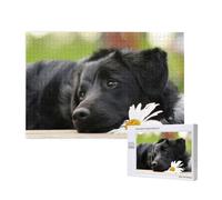 Cute Black Labrador Dog Pattern,1000 Pieces Wooden Jigsaw Family Game Jigsaw Puzzles for Adults Teens Home Decor