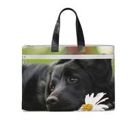 Cute Black Labrador Dog Pattern,Canvas Document Bag Zipper File Tote Bag Handbag Briefcase for School Office