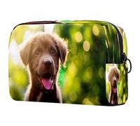 Cute Black Little Dog Happy Sunshine Cosmetic Bag for Women, Travel Toiletries Bags Large Makeup Handy Pouch Organiser Bag with Zipper