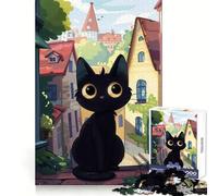 Cute Black Max The Cat Puzzle for Teenagers 1000 Pieces Sharp Thinking Precise Cut Fun Activity Art Decor (38x26cm)