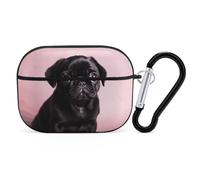 Cute Black Pug AirPods Pro Case Cover with Keychain Ring PC Hard Shell Protective Case for AirPods Pro 2nd for Women Men Generation Easy Open Full Drop Protection Cover Black-Style