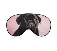 Cute Black Pug Blackout Sleep Eye Mask, Ventilated Fabric, Adjustable Wearing Style, Zero Pressure Sleeping Mask Soft Skin Friendly Eyeshade for Women Men