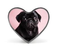 Cute Black Pug Buttons Pin Memorial Boutonniere for Wedding Groom Bride, Customize Lapel Heart Pin for Christmas, Men Women Costume Decorative Fashionable Brooches
