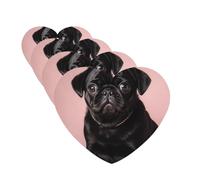 Cute Black Pug Car Air Fresheners 4 Pcs Heart Shape Hanging Car Air Freshener Fragrance Scented Cards Auto Mirror Pendant Aromatherapy Tablets For Car Home Office Closet Bathroom