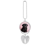 Cute Black Pug Car Hanging Ornament Rear View Mirror Pendant Lucky Presents Hanging Ornament Funny Car Pendant for Office Auto Home Decoration Silver-Style