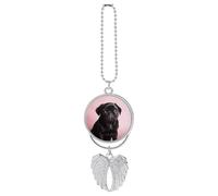 Cute Black Pug Car Hanging Ornament Rear View Mirror Pendant Lucky Presents Hanging Ornament Funny Car Pendant for Office Auto Home Decoration Silver-style