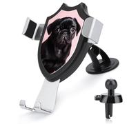 Cute Black Pug Car Phone Mount Universal Auto Phone Holder Adjustable Cellphone Car Mount 360° Rotation, Dashboard & Windshield & Air Vent Strong Suction Cup Phone Stand Compatible with All Smartphone