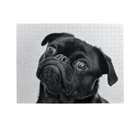 Cute Black Pug Dog,500 Pieces Puzzles for Adults-Wooden Jigsaw Puzzle for Adults Elderly