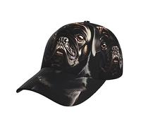 Cute Black Pug Dog Adjustable Baseball Cap Hat for Stylish Comfort and Sun â€“ Unisex, and Breathable Headwear for All-Season Use, Black, One size