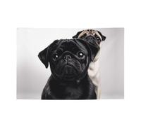 Cute Black Pug Dog Banner Party Decor Backdrop Banner Birthday Party Photography Background Decorations 47 x 71 Inch Flag Indoor Outdoor Wall Decor Banner Party Supplies Favors
