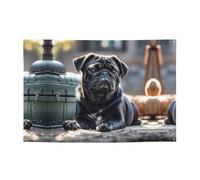 Cute Black Pug Dog Banner Party Decor Backdrop Banner Birthday Party Photography Background Decorations 47 x 71 Inch Flag Indoor Outdoor Wall Decor Banner Party Supplies Favors