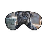 Cute Black Pug Dog Blackout Sleep Eye Mask, Ventilated Fabric, Adjustable Wearing Style, Zero Pressure Sleeping Mask Soft Skin Friendly Eyeshade for Women Men