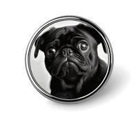 Cute Black Pug Dog Button Pin,Design Your Own Personalized Pin Back Button Badges Exquisite Round Badge Travel Brooch Metal Decorative Pins for Hat Clothes Backpack