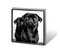 Cute Black Pug Dog Button Pin Funny Cute Brooch Pins Personalized Square Lapel Pin Badges Alloy Pinback Button Badge Novelty Backpack Pins for Jackets Hat Bags Chrismas Birthday Gift