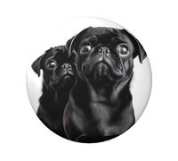 Cute Black Pug Dog Button Pins 5 Pcs, 2.4 Inch Round Button Badges Metal Personalized Picture Photo Pin Buttons Kit For Craft Supplies Christmas Diy Party Projects