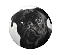 Cute Black Pug Dog Button Pins 5 Pcs, 2.4 Inch Round Button Badges Metal Personalized Picture Photo Pin Buttons Kit For Craft Supplies Christmas Diy Party Projects