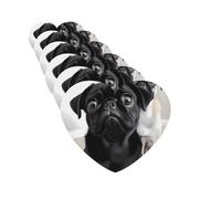 Cute Black Pug Dog Car Air Fresheners 6 Pcs Funny Hanging Car Air Fresheners Cute Long Lasting Scented Mirror Hanging Decoration Ornaments Gift Auto Interior Decor For Men Women Heart Shape