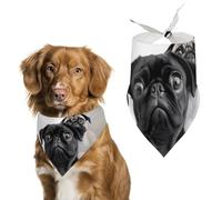 Cute Black Pug Dog Dog Bandana Triangle Dog Scarf Washable Polyester Dog Bibs Cute Pet Bandana for Medium Large Dogs Puppy and Cats