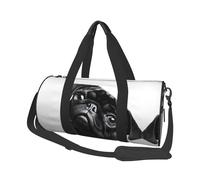 Cute Black Pug Dog Duffle Bag With Shoes Compartment And Adjustable Strap,Foldable Travel Duffel Bags For Men Women,Waterproof Duffel Bags, Black, One Size