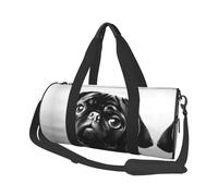 Cute Black Pug Dog Duffle Bag With Shoes Compartment And Adjustable Strap,Foldable Travel Duffel Bags For Men Women,Waterproof Duffel Bags, Black, One Size