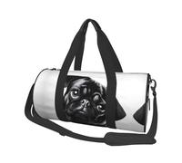 Cute Black Pug Dog Duffle Bag With Shoes Compartment And Adjustable Strap,Foldable Travel Duffel Bags For Men Women,Waterproof Duffel Bags, Black, One Size