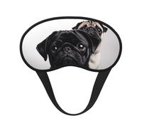 Cute Black Pug Dog Eye Mask for Sleeping Soft Satin Sleep Shade Cover Blindfold with Elastic Strap Travel Nap Blackout Eye Shade Cover for Women Men
