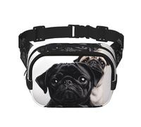 Cute Black Pug Dog Fanny Pack For Women Waterproof Adjustable Belt Bags Waist Pack Fashion Casual Crossbody Bags Bum Bag For Running Workout Hiking Traveling, Black, One Size