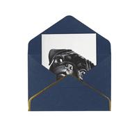 Cute Black Pug Dog Greeting Cards, Unique Design, Mother'S Day, Birthday, Anniversary And Valentine'S Day, Christmas, Halloween, Including Envelopes