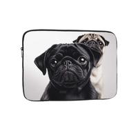 Cute Black Pug Dog Laptop Case 15 inch, Shockproof Protective Computer Sleeve Cover Water Resistant Laptop Bag Carrying Tablet Cover Briefcase Handbags Gifts for Men Women