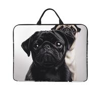 Cute Black Pug Dog Laptop Case Sleeve 14 inch Shockproof Protective Notebook Case Travel Laptop Bag with Handle Waterproof Computer Cover Briefcase Handbags for Men Women