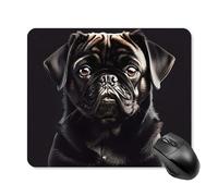 Cute Black Pug Dog Mouse Pad Square Laptop Mouse Mat Cute Computer Mousepad Keyboard Pad Non-Slip Desk Pads for Gaming Office Work Home 25 * 30cm