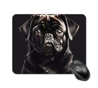 Cute Black Pug Dog Mouse Pad Square Laptop Mouse Mat Cute Computer Mousepad Keyboard Pad Non-Slip Desk Pads for Gaming Office Work Home 20 * 25cm