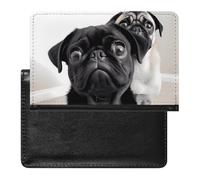 Cute Black Pug Dog Passport Cover Family Printed Leather Passport Holder Minimalist Front Pocket Slim Travel Wallet Cover Case Lightweight Credit Card Holder for Women Men