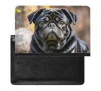 Cute Black Pug Dog Passport Holder ID Card Protector Case Holder Travel Pack Unisex-adult Waterproof Passport