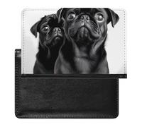 Cute Black Pug Dog Passport Holder with 3 Card Slots, Portable PU Leather Travel Wallet, Slim Protective Cover for Passport, ID, Credit Cards